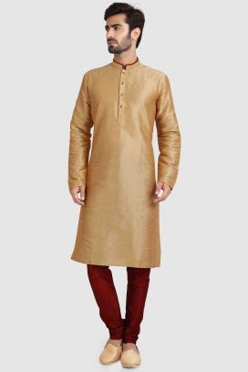 Beige Art Silk Kurta Pajama (KFM-5925)