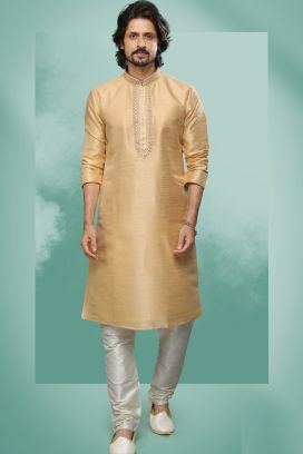 Beige Art Silk Kurta Pajama (KFM-6413)