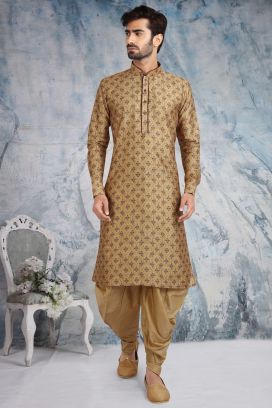 Beige Banarasi Silk Kurta Pajama (KFM-5707)