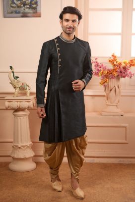 Black Art Banarasi Silk Kurta Pajama (KFM-4474)
