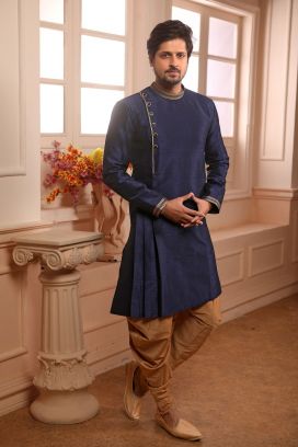 Blue Art Banarasi Silk Kurta Pajama (KFM-4473)