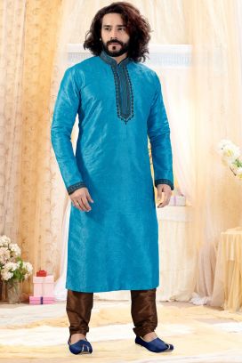 Blue Art Silk Kurta Pajama (KFM-4248)