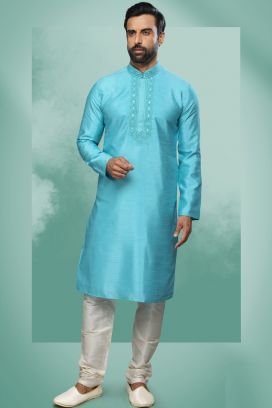 Blue Art Silk Kurta Pajama (KFM-6415)