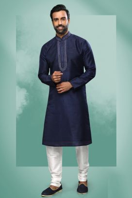 Blue Art Silk Kurta Pajama (KFM-6420)
