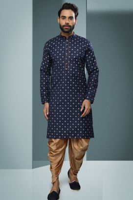 Blue Cotton Kurta Pajama (KFM-6209)