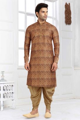 Brown Banarasi Silk Kurta Pajama (KFM-5712)
