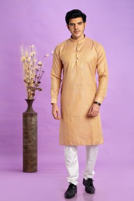 Brown Jaquard Silk Kurta Pajama (KFM-7576)