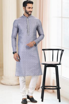 Cotton Digital Print Kurtas in Grey (KFM-6668)