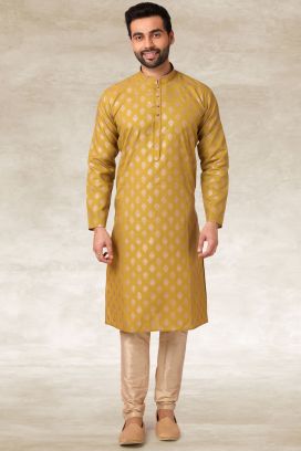 Dark Gold Cotton Kurta Pajama (KFM-5661)