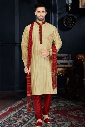 Gold Art Dupion Kurta Pajama (KFM-3397)