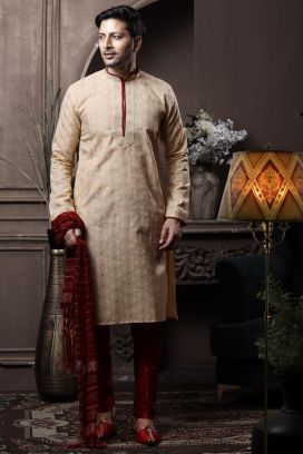Gold Silk Kurta Pajama (KFM-6083)