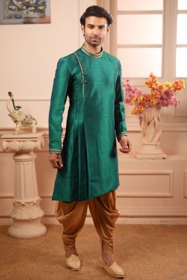 Green Art Banarasi Silk Kurta Pajama (KFM-4472)