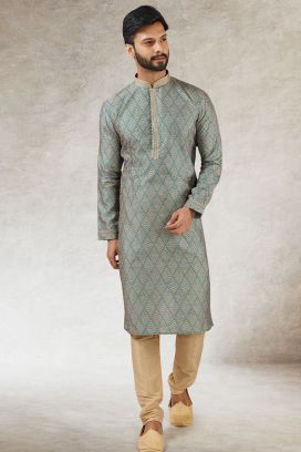 Green Art Silk Kurta Pajama (KFM-5854)