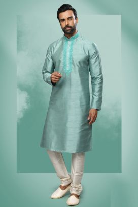 Green Art Silk Kurta Pajama (KFM-6411)