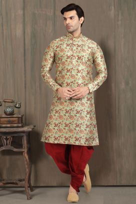 Green Banarasi Silk Kurta Pajama (KFM-5710)