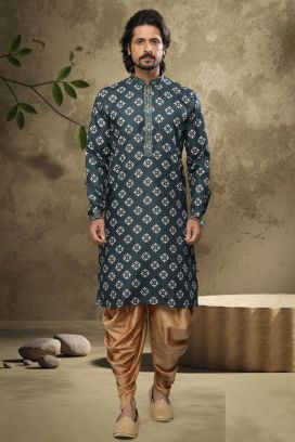 Green Cotton Casual Kurta Pajama (KFM-6130)