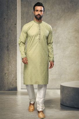 Green Cotton Casual Kurta Pajama (KFM-6162)