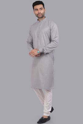 Grey Art Silk Mens Kurta Pajama (KFM-7512)