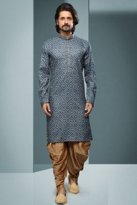 Grey Cotton Casual Kurta Pajama (KFM-6212)