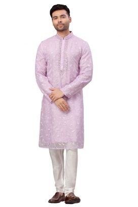 Lavender Organza Silk Kurta Pajama (KFM-5981)