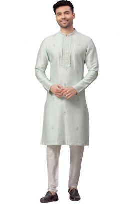 Light Green Silk Kurta Pajama (KFM-5984)