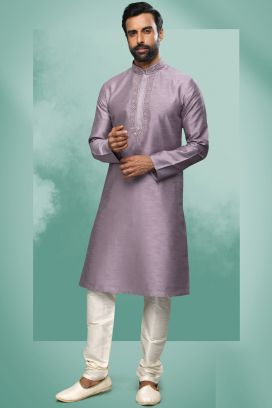 Light Purple Art Silk Kurta Pajama (KFM-6412)