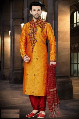 Mango Art Dupion Designer Kurta Pajama (KFM-3786)
