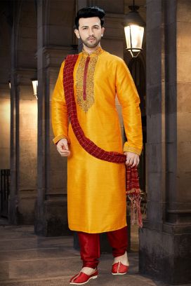 Mango Nano Silk Designer Kurta Pajama (KFM-3791)