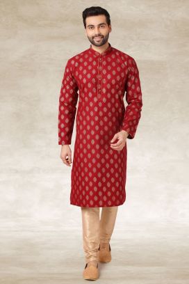 Maroon Cotton Kurta Pajama (KFM-5667)