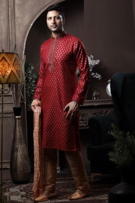 Maroon Silk Casual Kurta Pajama (KFM-6080)
