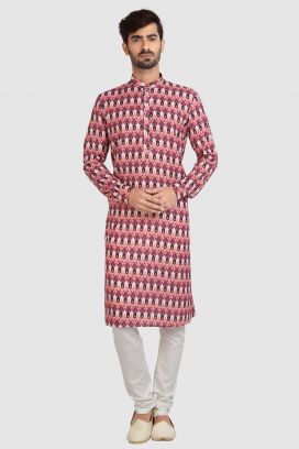 Multicoloured Cotton Printed Mens Kurta (KFM-5723)