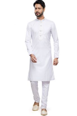 Off White Art Silk Kurta Pajama (KFM-7488)