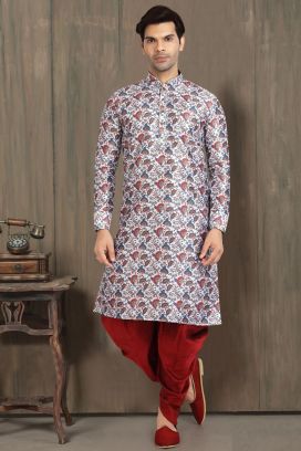 Off White Banarasi Silk Kurta Pajama (KFM-5708)