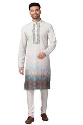 Off White Cotton Silk Kurta Pajama (KFM-5983)