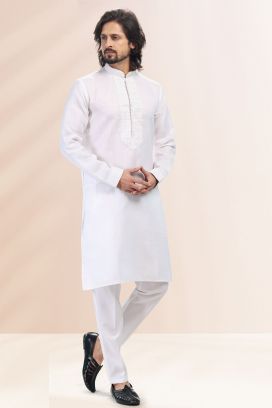 Off White Linen Cotton Kurta Pajama (KFM-6728)
