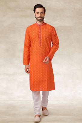 Orange Cotton Kurta Pajama (KFM-5671)