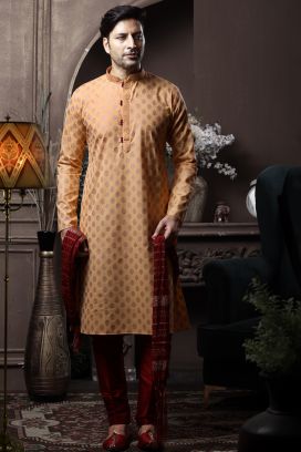 Peach Silk Casual Kurta Pajama (KFM-6087)