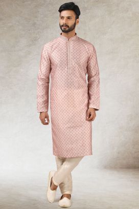 Pink Art Silk Kurta Pajama (KFM-5844)