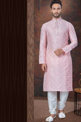 Pink Jaquard Kurta Pajama (KFM-7829)