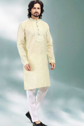 Pista Green Linen Cotton Kurta Pajama (KFM-6731)