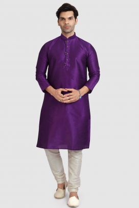 Purple Art Silk Kurta Pajama (KFM-5915)