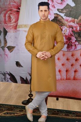 Rust Fancy Cotton Kurta Pajama(KFM-4608)