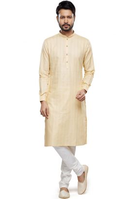 Self Printed Gold Art Silk Kurta Pajama (KFM-7500)