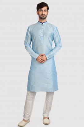 Sky Blue Art Silk Kurta Pajama (KFM-5923)