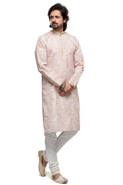 Beige Cotton Digital Printed Kurta Pajama (KFM-7471)
