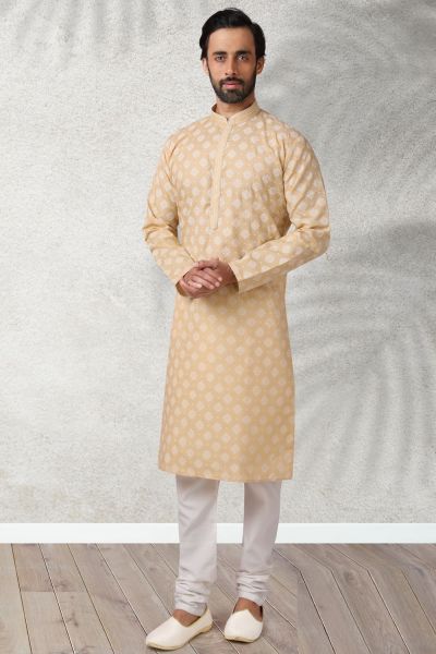 Beige Cotton Mens Kurta (KFM-5752)