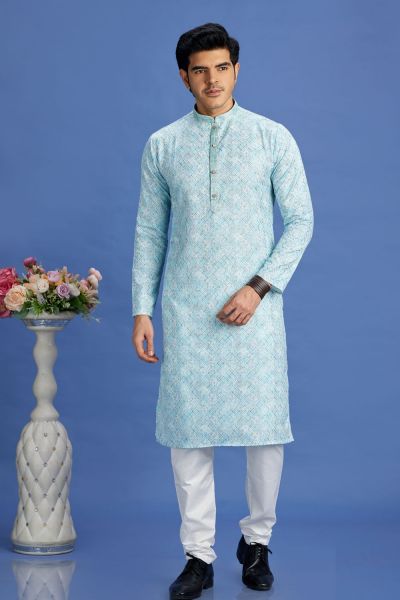 Blue Cotton Kurta Pajama (KFM-7529)