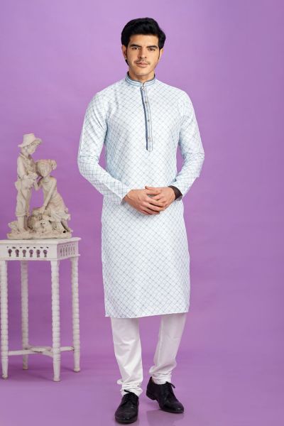 Blue Cotton Kurta Pajama (KFM-7549)