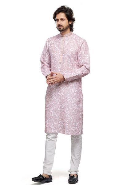 Digital Printed Purple Cotton Kurta Pajama (KFM-7473)