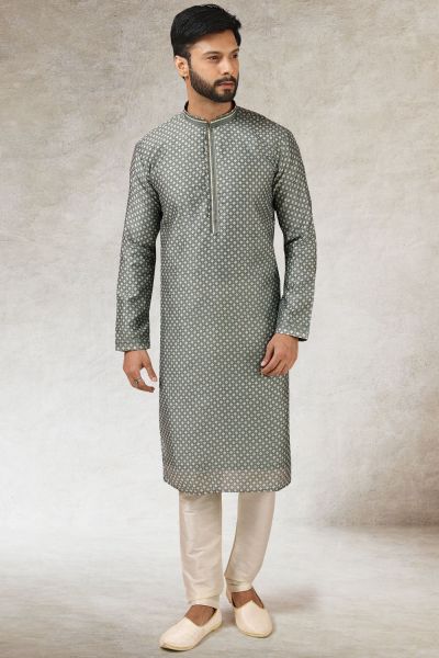 Grey Art Silk Kurta Pajama (KFM-5835)